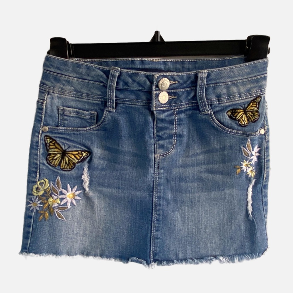 Blue Spice Embroidered Denim Skirt